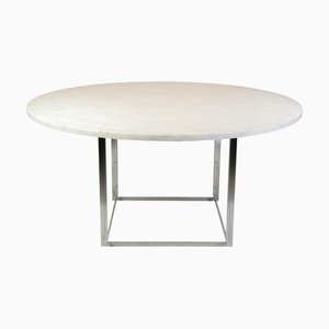 Runder Modell PK54 Esstisch aus gerolltem weißem Marmor von Poul Kjærholm, 1963
