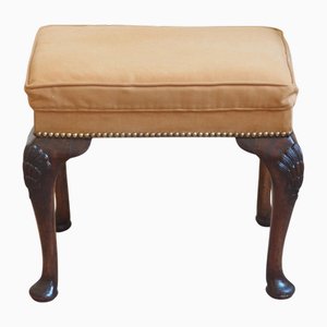 Tabouret Antique avec Tapisserie en Velours, 1920s