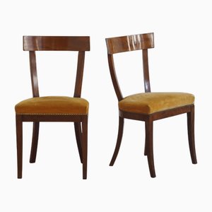 Sillas Biedermeier con tapicería de terciopelo, década de 1840. Juego de 2