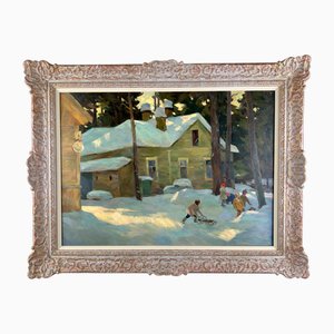 Eduard Schramm, Winter Morning Dacia, 1969, Oil on Canvas, Framed