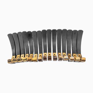 Bakelite and Brass Wall Hooks, Vienna, 1950s, Set of 15