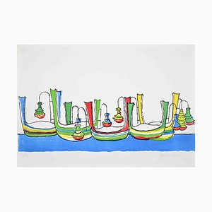Maurilio Catalano, Gondolas, Lithograph, 1980s
