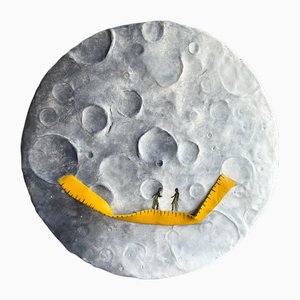 Vera Vizzi, Moon Relief with Yellow Measure Tape Wall Sculpture, 2025, Mixed Media