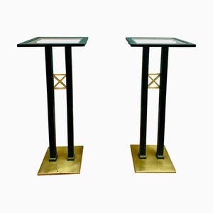 Italian Brass and Bronze Pedestals, 1980, Set of 2