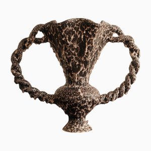 Vaso grande in ceramica con manici intrecciati di Vallauris