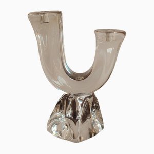 Sculptural Crystal Candleholders from Daum, France, 1970s, Set of 2