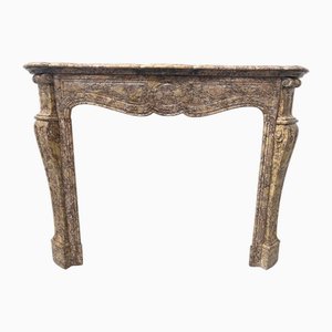 Louis XV Style Fireplace in Speckled Breccia Marble, 1800s