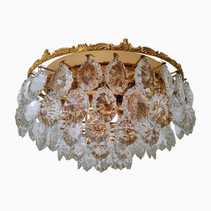Brass and Crystal Glass Ceiling Lamp from Schröder and Co., 1960s