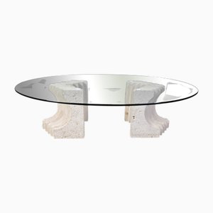 Vintage Travertine Coffee Table, Italy, 1970s