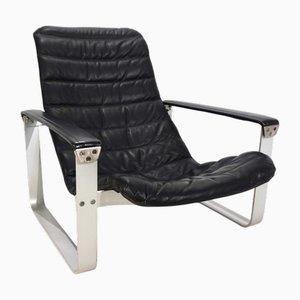 Pulkka Lounge Chair in Leather by Ilmari Lappalainen for Asko, 1960s