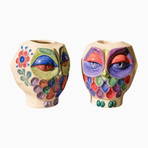 Mid-Century Modern Ceramic Owl Sculptures, 1950s, Set of 2