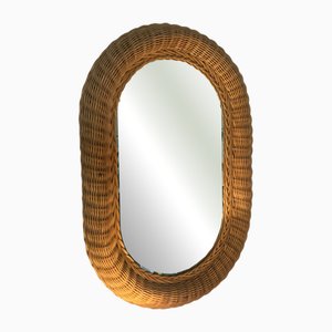 Miroir Ovale en Rotin, 1970s