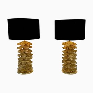 Tischlampen aus Murano Gold & Messing, 2000er, 2er Set