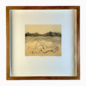 Trevor Price, Coppia addormentata, puntasecca e acquaforte, inizio XXI secolo, con cornice