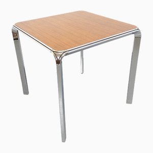 Quadratischer Vintage Esstisch aus Palisander & verchromtem Metall von Pierre Paulin, 1960er