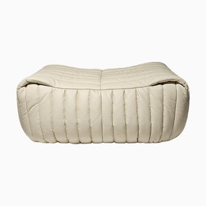 Sandra Ottoman in Cream Leather by Annie Hieronimus for Cinna, 1970s