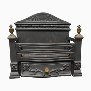 Art Deco Style Free Standing Fire Basket with Decorative Back and Ash Pan, 1920