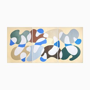 Ryan Rivadeneyra, Cave Forms Earth Tones Triptych, 2025, Acrylic on Paper