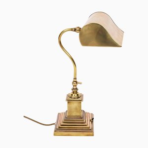 Art Deco Articulated Brass Bankers Desk Lamp, 1920s