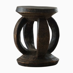 Taburete Dogon Mid-Century de madera tallada a mano, Malí, años 50