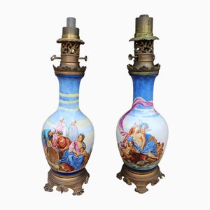 Lampade a olio in terracotta, set di 2