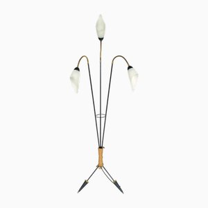 Mid-Century Modern 3-Arm Schwanenhals Stehlampe, 1950er