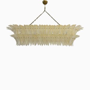 Lampada a sospensione vintage a palmette di Murano in vetro ambrato, Italia, inizio XXI secolo