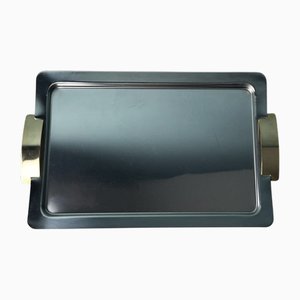 Italian Polished Stainless Steel and Brass Tray, 1970