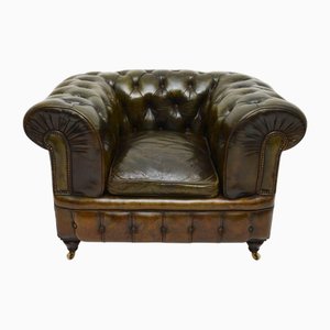 Antique Victorian Chesterfield Chair in Leather, 1880s