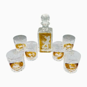 Set di decanter vintage in cristallo di Boemia, anni '70, set di 7