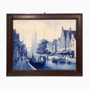 Large De Waag Alkmaar 30-Piece Tile Tableau by Cornelis Springer for Royal Delft Pr Fles, 1898