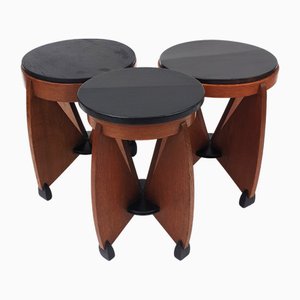 Amsterdam School Side Tables by J.J. Zijfers & Co., 1920s, Set of 3