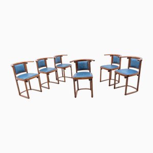 Fledermaus Chairs in Beech and Leather by Josef Hoffmann for Wittmann, 1980s, Set of 6