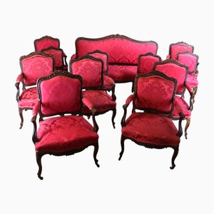 Large Louis XV Style Living Room Seating, Set of 12