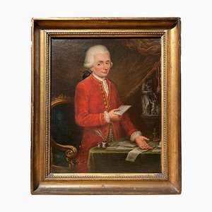 Alessandro Longhi, Portrait of a Young Musician in Front of His Desk with a Score in His Hand, Oil on Canvas, 18th Century, Framed