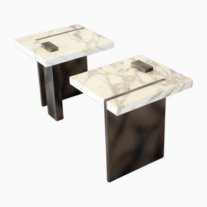 Brutalistische Capri Beistelltische aus Marmor von Studio Sam London, 2010er, 2er Set