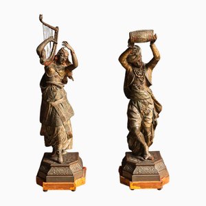 Waagen, Figurative Statues, 1800s, Burnished Metal, Set of 2