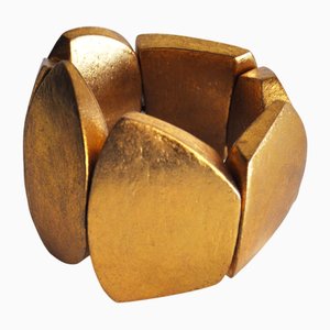 Pulsera moderna de papel de oro y acacia de Monies, Dinamarca, década de 2000