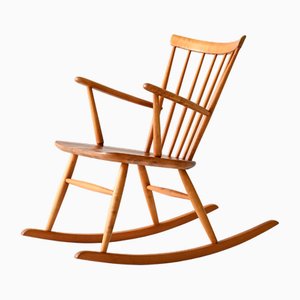 Scandinavian Rocking Chair in Beech and Teak, 1960s