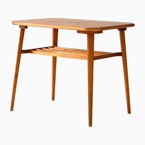 Table Basse Vintage Scandinave en Bouleau avec Incrustation, 1940s