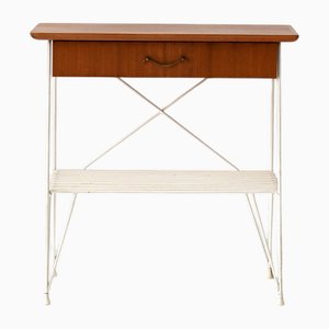 Scandinavian Bedside Table in Metal and Mahogany, 1960s