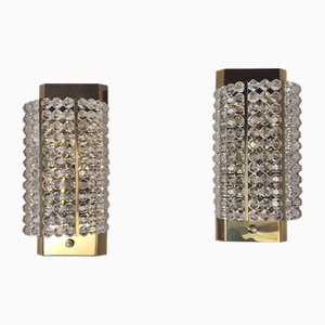 Wandlampen aus Messing & Acrylglas, 1950er, 2er Set