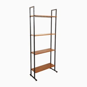 Librería modular italiana vintage de teca y metal, años 60