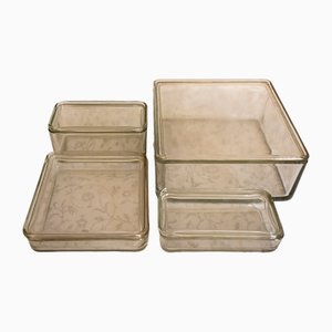 Kubus Glass Containers with Lids by Wilhelm Wagenfeld for Vlg, 1930s, Set of 8