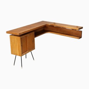 Mobile ad angolo vintage in quercia attribuito a Marco Zanuso, Italia, anni '50