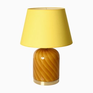 Large Murano Glass and Brass Sun Table Lamp from Tommaso Barbi, Italy, 1960s