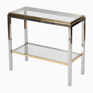 Brass and Chrome Console or Side Table, Italy, 1970s