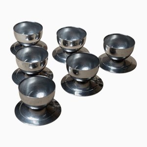 Vintage Space Age Egg Cups in Stainless Steel, Italy, 1970s, Set of 6