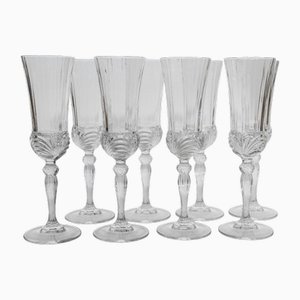 Vintage Italian Melodia Champagne Glasses in Cut Crystal, 1980s, Set of 8