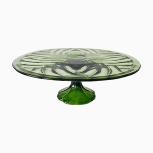 Art Deco Green Cake Stand from Luxval Val St. Lambert, 1930s